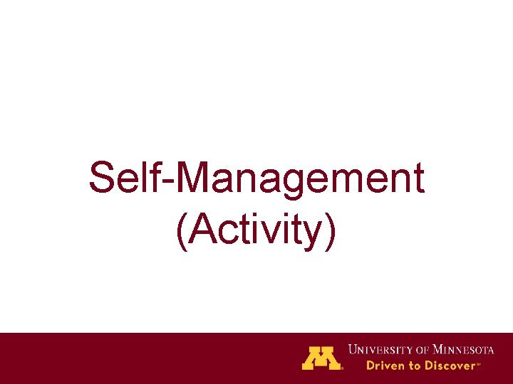 Self-Management (Activity) 
