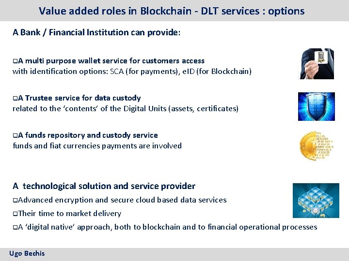 Value added roles in Blockchain - DLT services : options A Bank / Financial