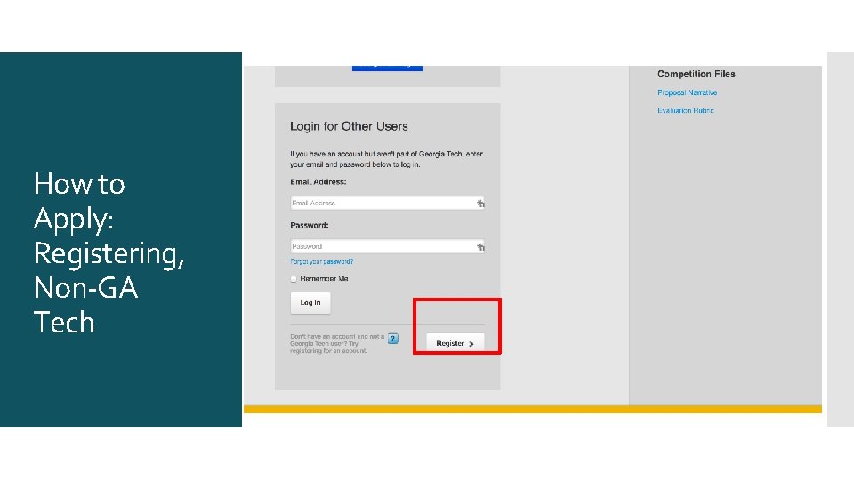 How to Apply: Registering, Non-GA Tech 