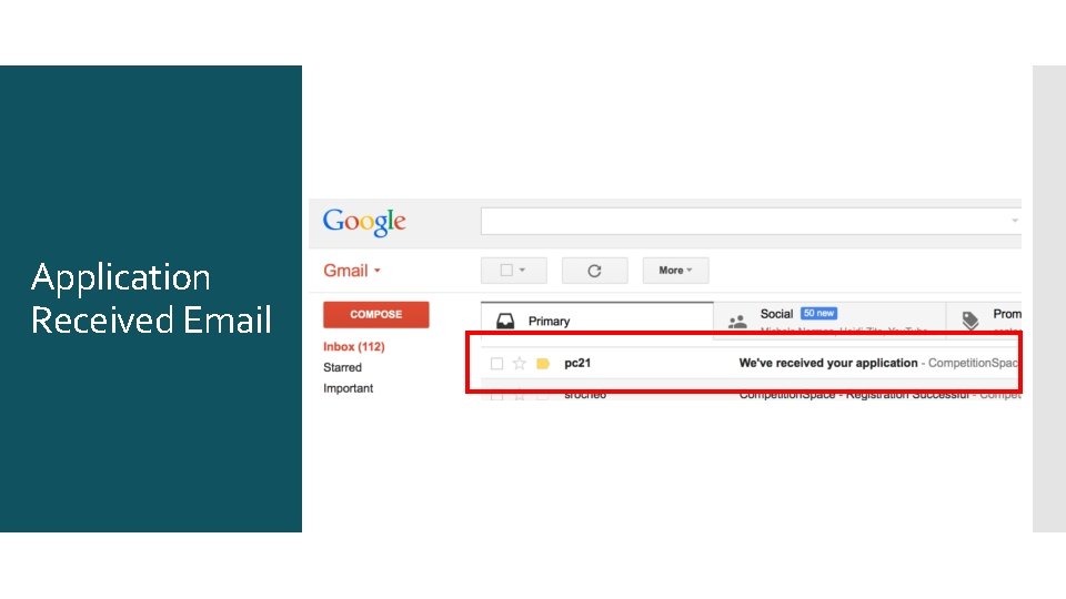 Application Received Email 
