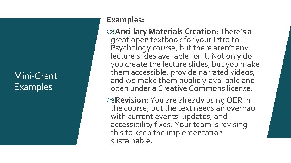 Mini-Grant Examples: Ancillary Materials Creation: There’s a great open textbook for your Intro to