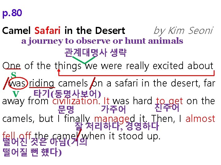 p. 80 Camel Safari in the Desert by Kim Seoni a journey to observe