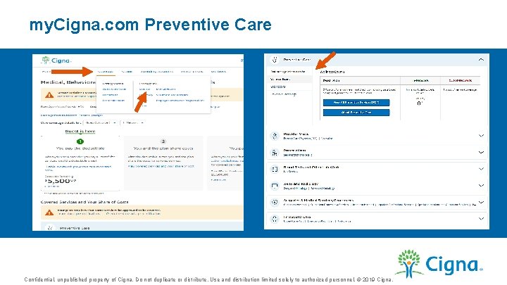 my. Cigna. com Preventive Care Confidential, unpublished property of Cigna. Do not duplicate or