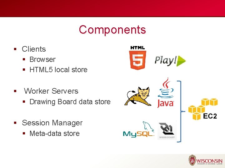 Components § Clients § Browser § HTML 5 local store § Worker Servers §