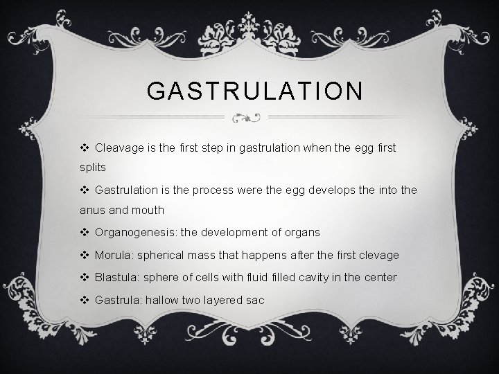 GASTRULATION v Cleavage is the first step in gastrulation when the egg first splits