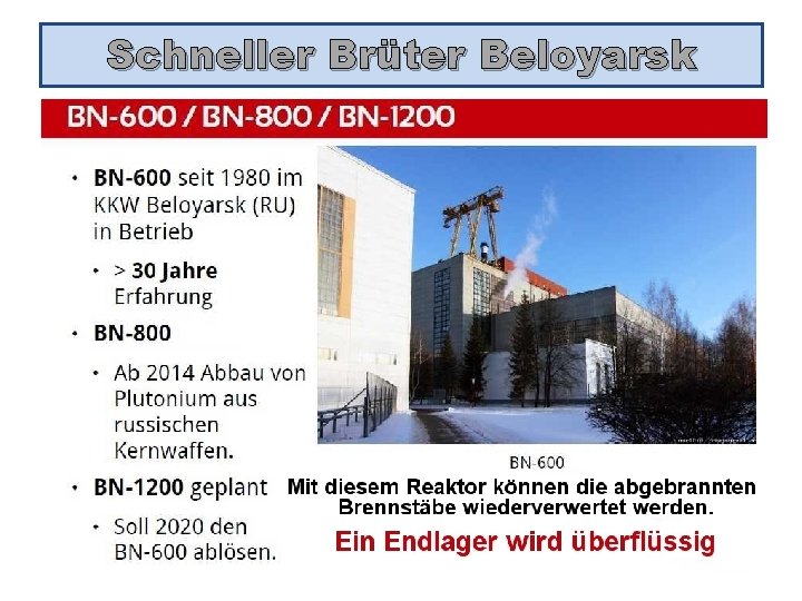 Schneller Brüter Beloyarsk 