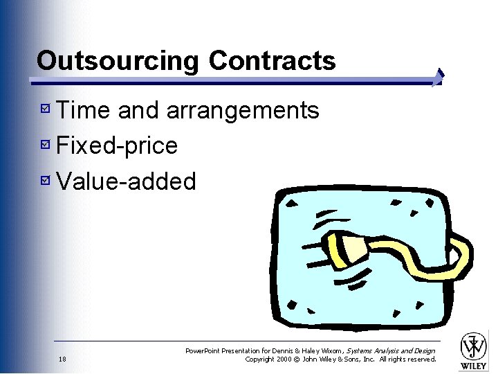 Outsourcing Contracts Time and arrangements Fixed-price Value-added 18 Power. Point Presentation for Dennis &