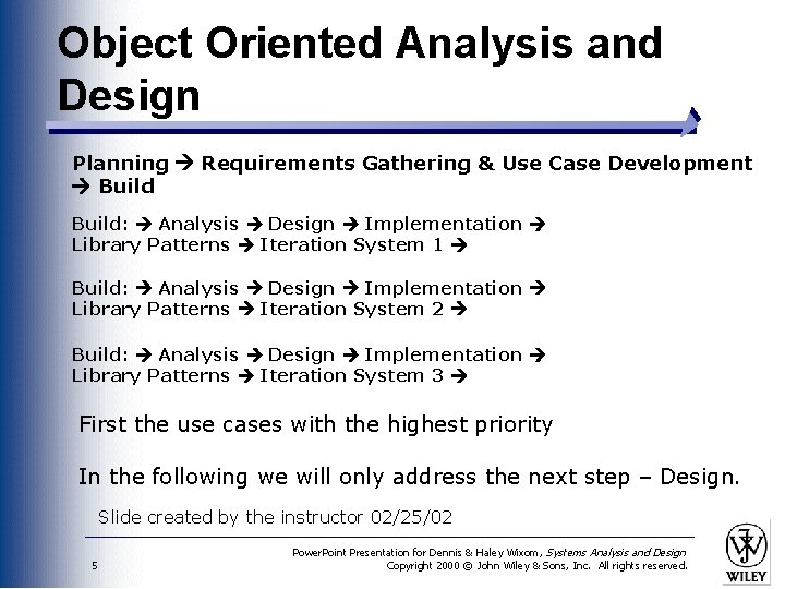 Object Oriented Analysis and Design Planning Requirements Gathering & Use Case Development Build: Analysis