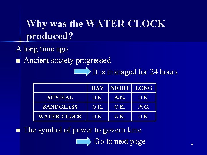 Why was the WATER CLOCK produced? A long time ago n Ancient society progressed