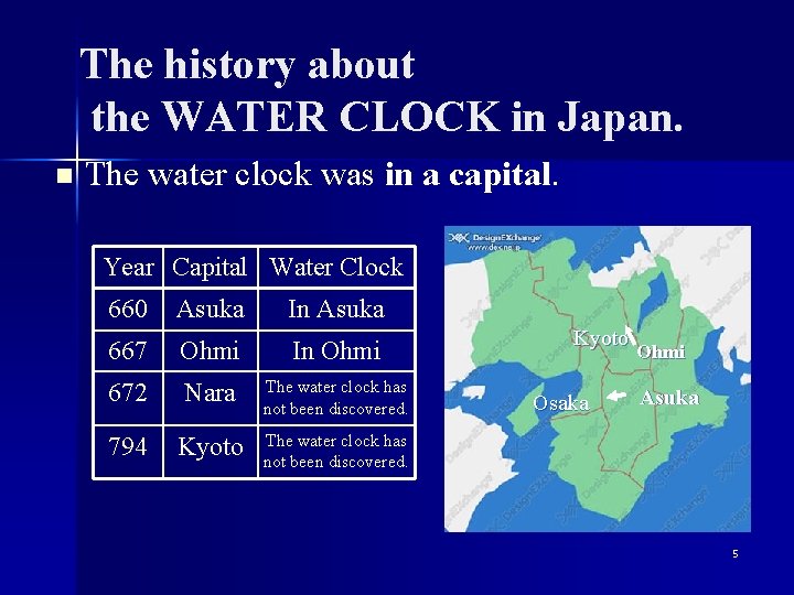 The history about the WATER CLOCK in Japan. n The water clock was in