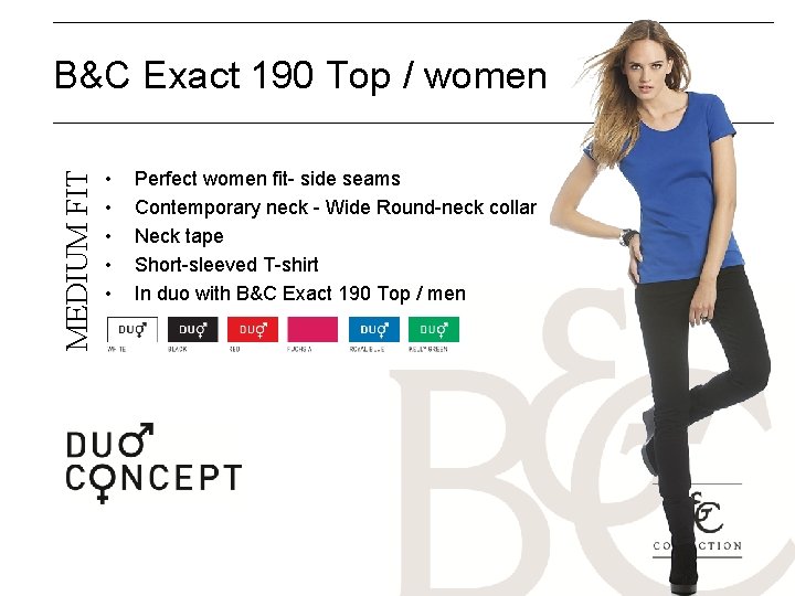 MEDIUM FIT B&C Exact 190 Top / women • • • Perfect women fit-