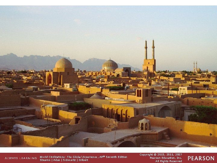The Architecture of Faith Domed Middle Eastern mosques shown in the skyline of Yazd,