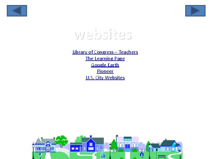 websites Library of Congress – Teachers The Learning Page Google Earth Pioneer U. S.