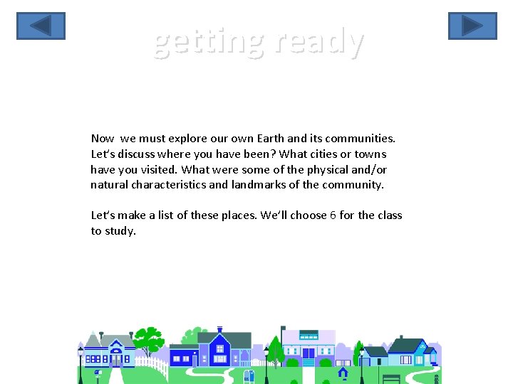 getting ready Now we must explore our own Earth and its communities. Let’s discuss