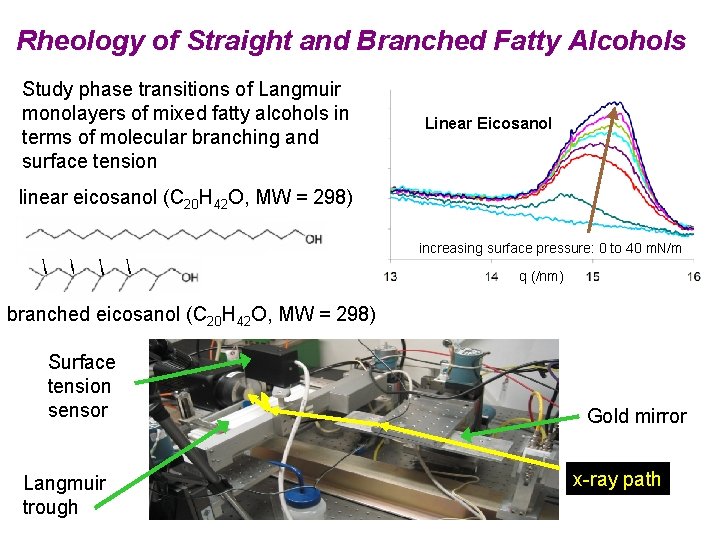 Rheology of Straight and Branched Fatty Alcohols Study phase transitions of Langmuir monolayers of