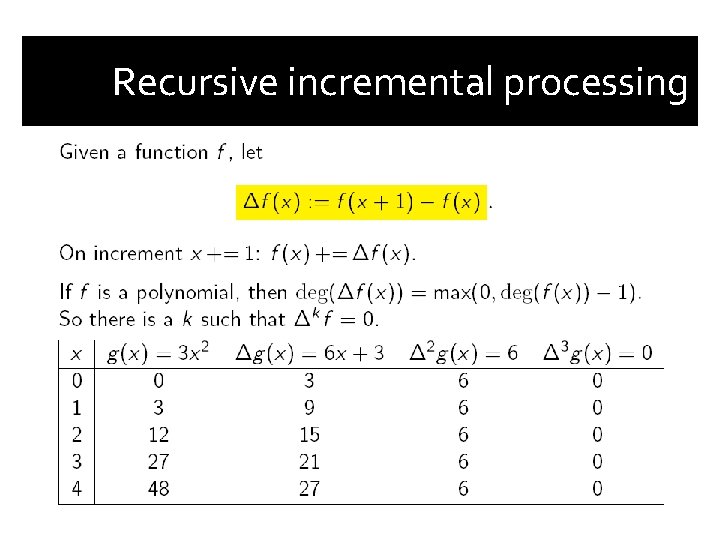 Recursive incremental processing 