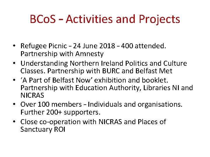 BCo. S – Activities and Projects • Refugee Picnic – 24 June 2018 –