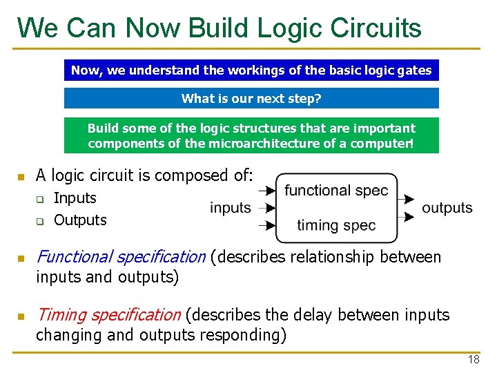 We Can Now Build Logic Circuits Now, we understand the workings of the basic
