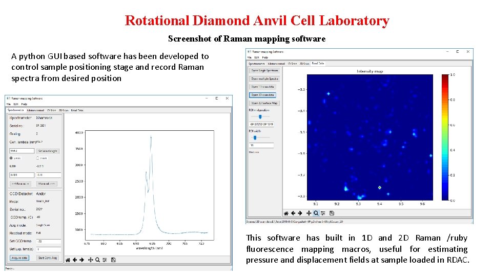 Rotational Diamond Anvil Cell Laboratory Screenshot of Raman mapping software A python GUI based