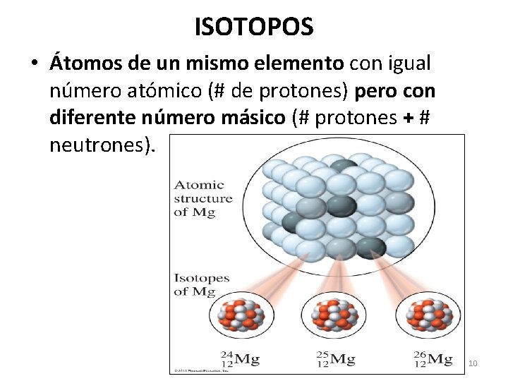 ISOTOPOS • Átomos de un mismo elemento con igual número atómico (# de protones)