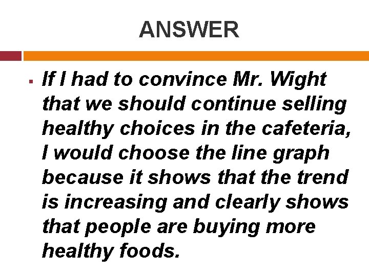 ANSWER § If I had to convince Mr. Wight that we should continue selling