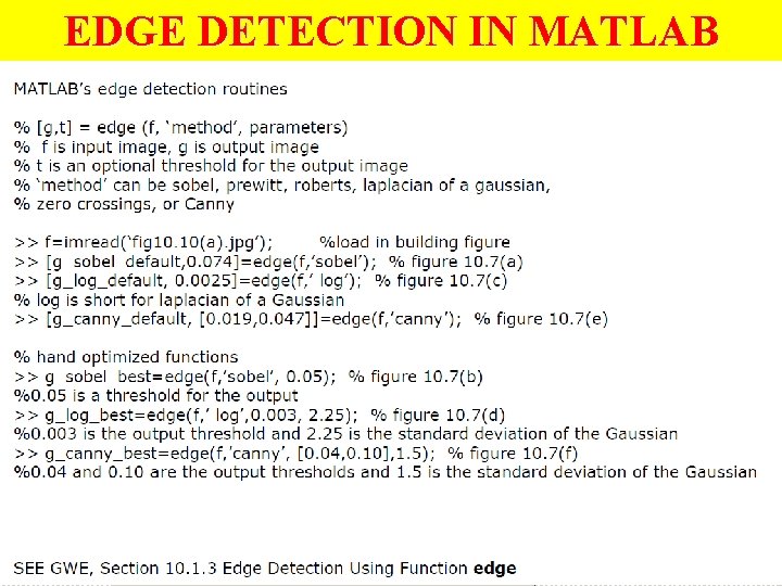 EDGE DETECTION IN MATLAB EDGE DETECTION IN MATLAB
