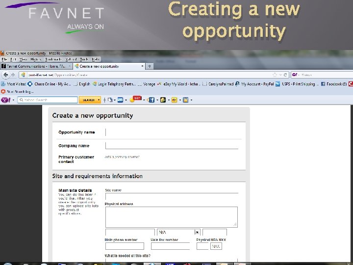 Creating a new opportunity 