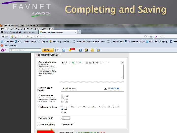 Completing and Saving 