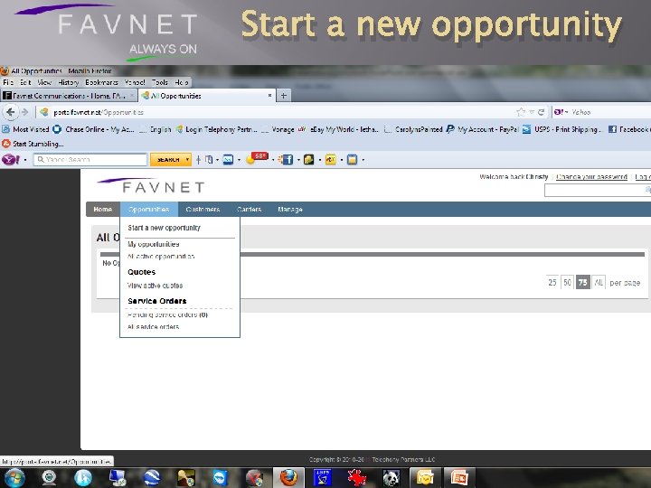 Start a new opportunity 