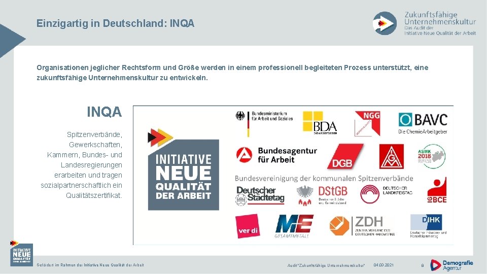 Einzigartig in Deutschland: INQA Organisationen jeglicher Rechtsform und Größe werden in einem professionell begleiteten