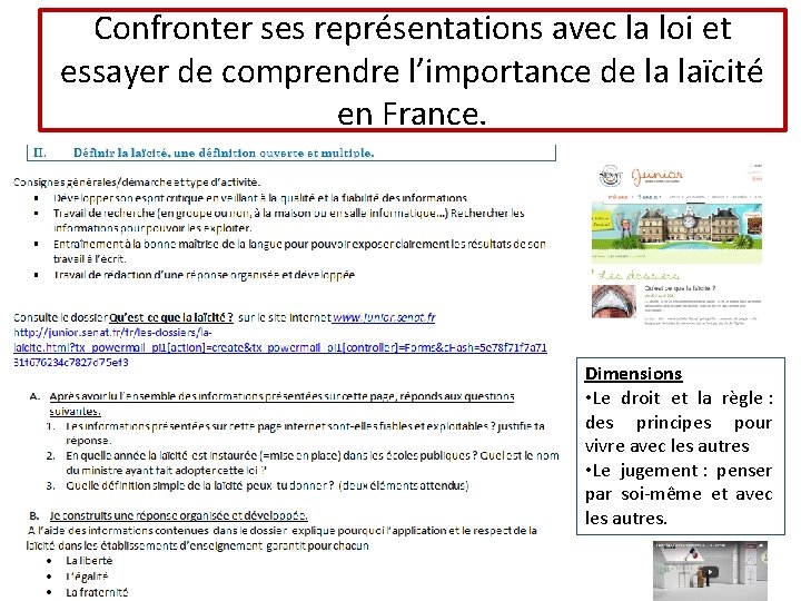 Confronter ses représentations avec la loi et essayer de comprendre l’importance de la laïcité