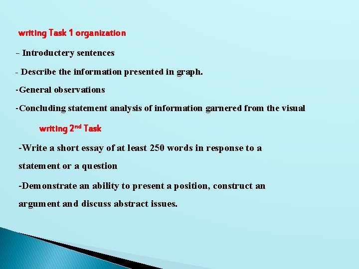 writing Task 1 organization - Introductery sentences - Describe the information presented in graph.