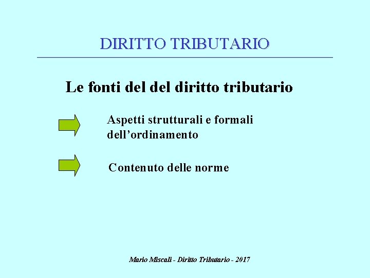 DIRITTO TRIBUTARIO ________________________________________________________________________ Le fonti del diritto tributario Aspetti strutturali e formali dell’ordinamento Contenuto