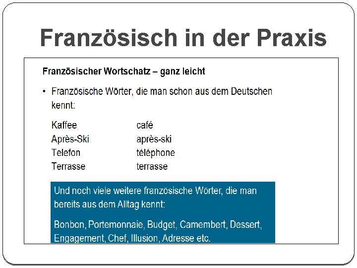 Französisch in der Praxis 