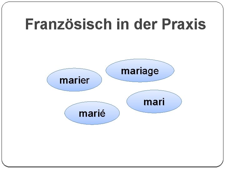 Französisch in der Praxis marier marié mariage mari 