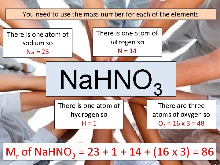 You need to use the mass number for each of the elements There is