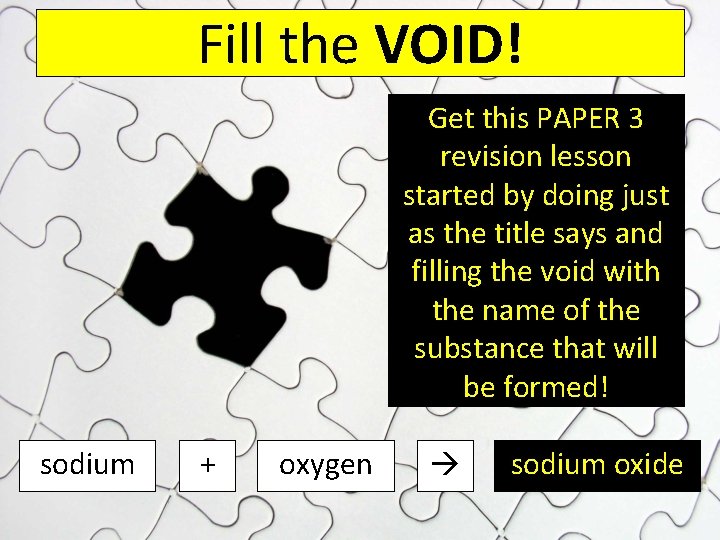 Fill the VOID! Get this PAPER 3 revision lesson started by doing just as