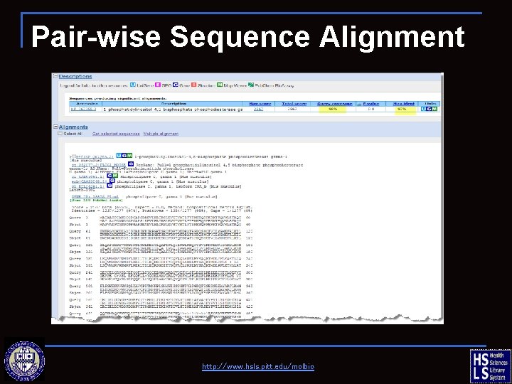 Pair-wise Sequence Alignment http: //www. hsls. pitt. edu/molbio 