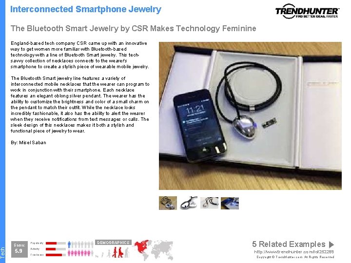 Tech Interconnected Smartphone Jewelry The Bluetooth Smart Jewelry by CSR Makes Technology Feminine England-based