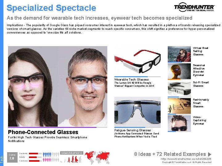 Tech Specialized Spectacle As the demand for wearable tech increases, eyewear tech becomes specialized