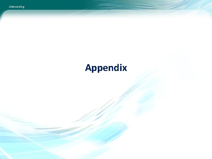 Onboarding Appendix 