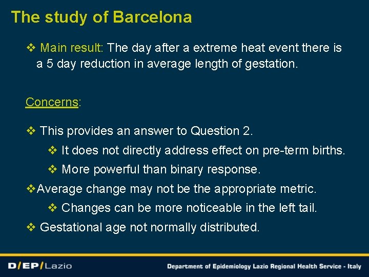 The study of Barcelona v Main result: The day after a extreme heat event