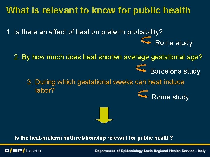What is relevant to know for public health 1. Is there an effect of
