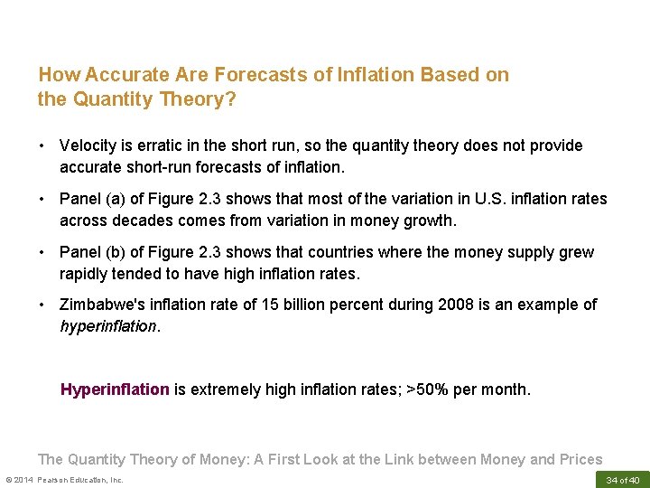 How Accurate Are Forecasts of Inflation Based on the Quantity Theory? • Velocity is