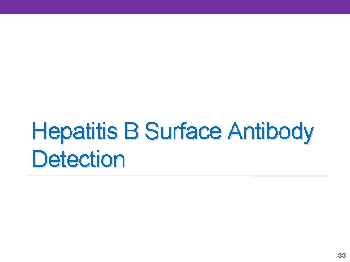 Hepatitis B Surface Antibody Detection 33 Hepatitis B Surface Antibody Detection 33