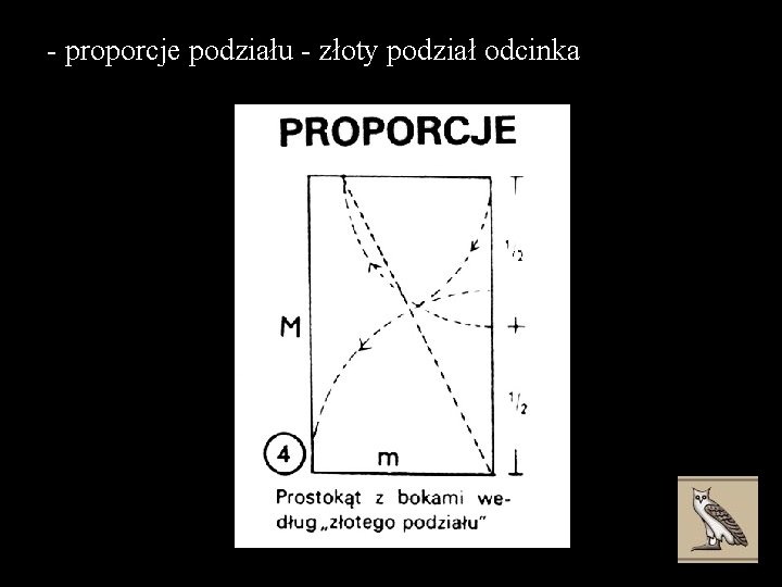 - proporcje podziału - złoty podział odcinka 