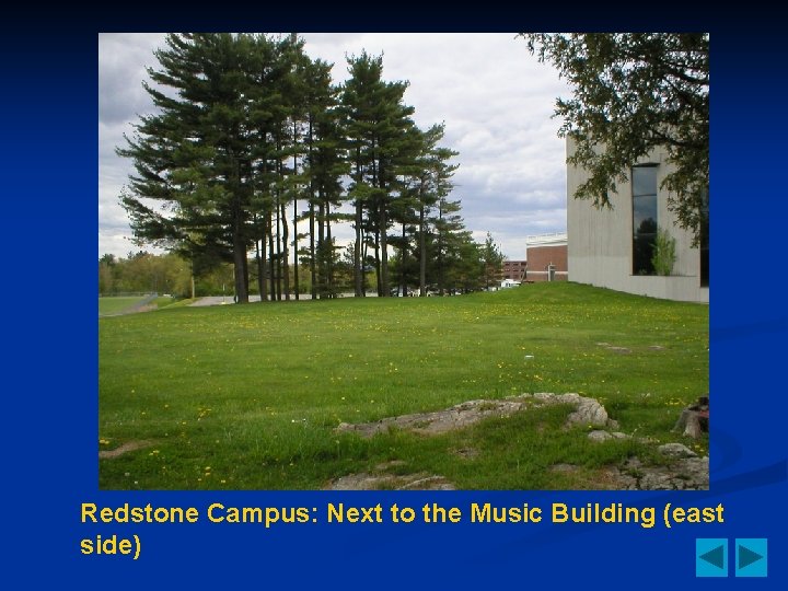 Redstone Campus: Next to the Music Building (east side) 