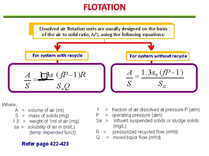 Dissolved air flotation units are usually designed on the basis of the air to