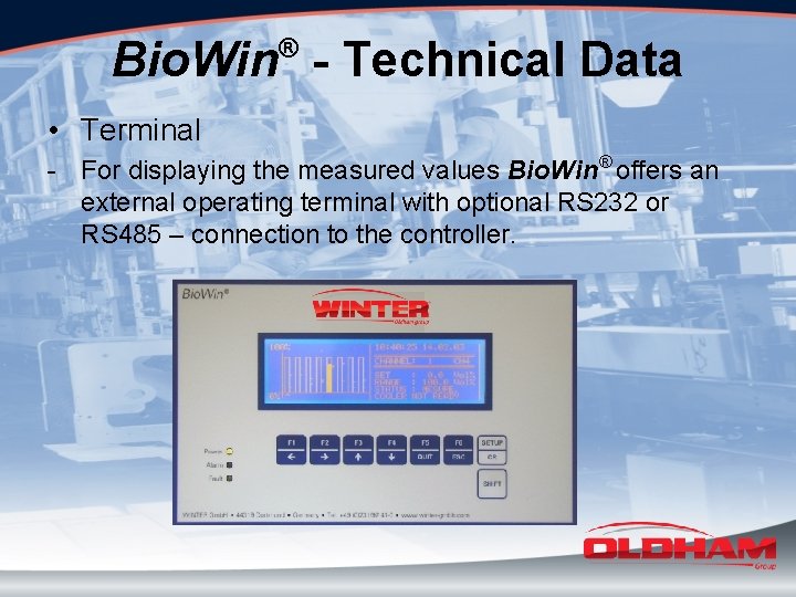 Bio. Win - Technical Data ® • Terminal - For displaying the measured values