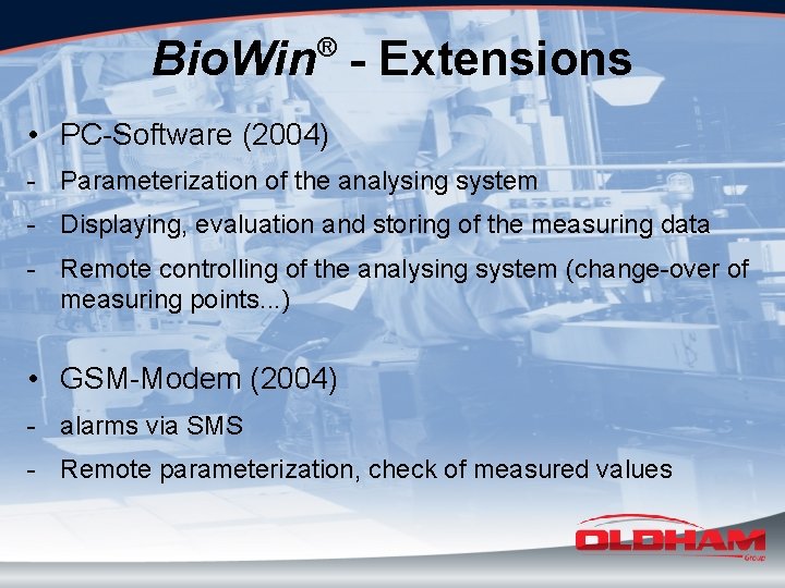 Bio. Win - Extensions ® • PC-Software (2004) - Parameterization of the analysing system